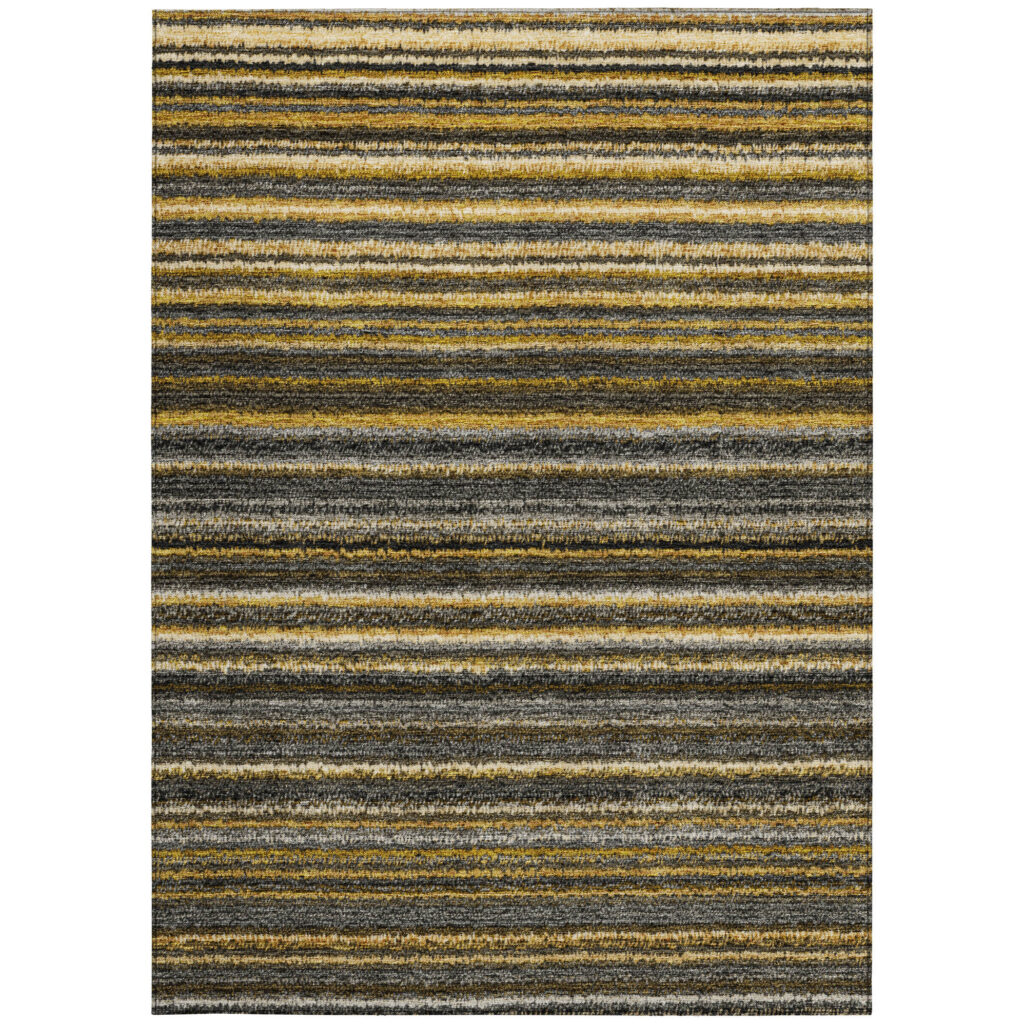 8' X 10' Gold Beige And Wheat Striped Washable Indoor Outdoor Area Rug