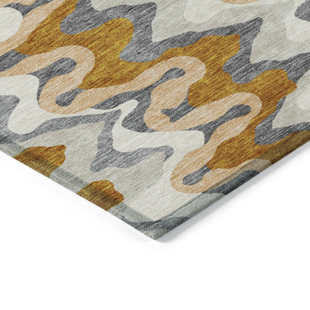 8' Terra Cotta Copper And Gray Round Abstract Washable Indoor Outdoor Area Rug