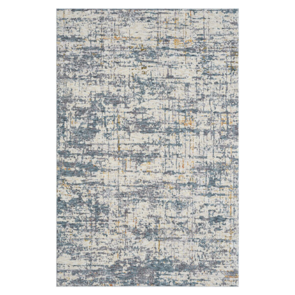5' x 8' Blue and Ivory Abstract Area Rug