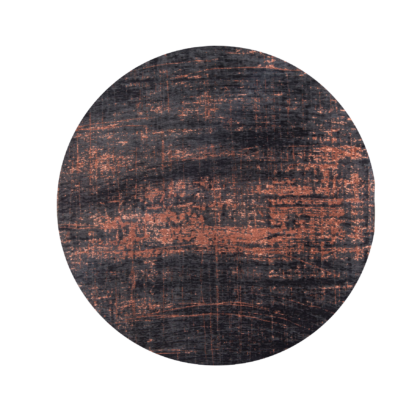 8' Black and Gold Round Abstract Non Skid Area Rug