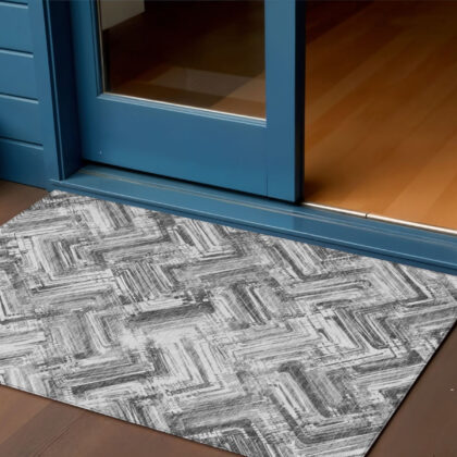 3' X 5' Gray Silver And Ivory Geometric Washable Indoor Outdoor Area Rug