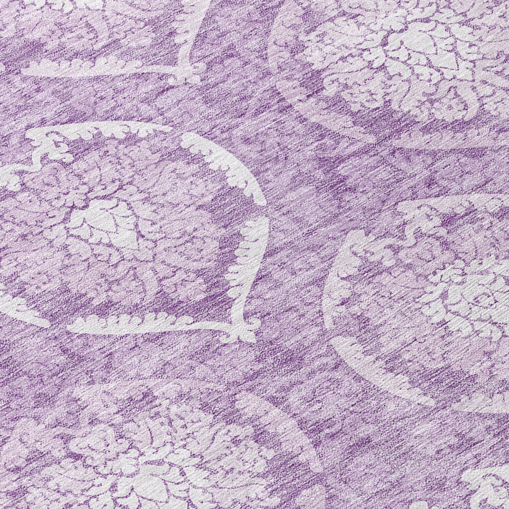 8' Plum Purple And Ivory Round Medallion Washable Indoor Outdoor Area Rug