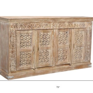 76" Light Brown Solid Wood Sideboard with Four Doors
