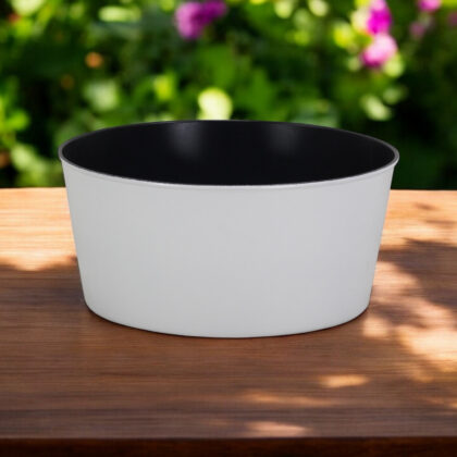 12" White Recycled Plastic Indoor Outdoor Round Pot Planter