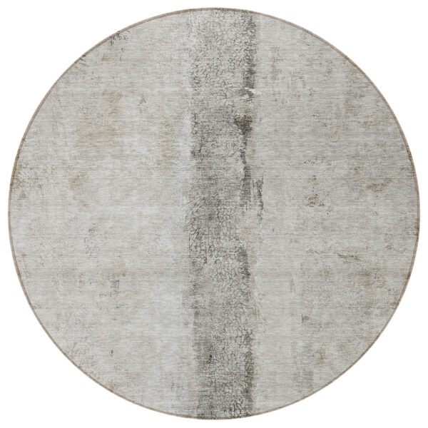8' Taupe Beige And Gray Round Abstract Washable Indoor Outdoor Area Rug