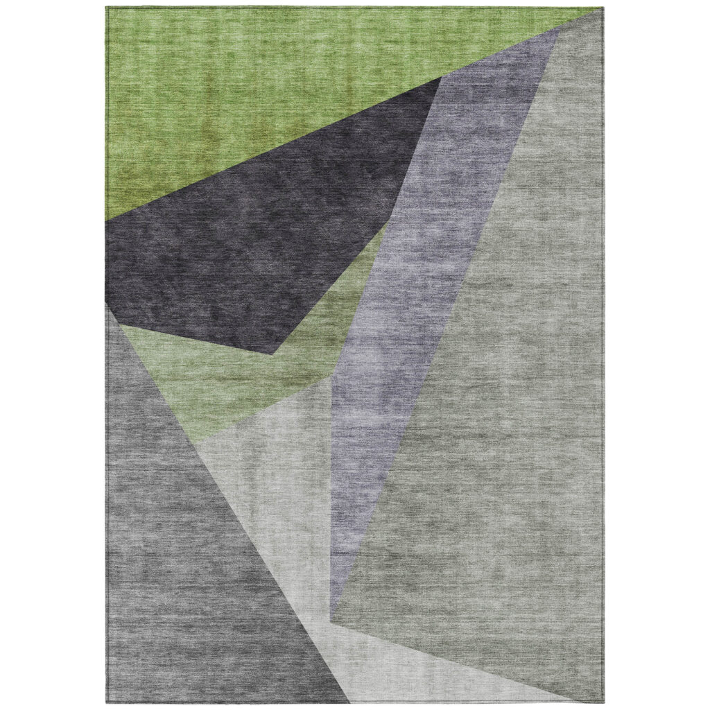 10' X 14' Sage Green And Charcoal Abstract Washable Indoor Outdoor Area Rug