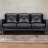 82" Black And Brown Tufted Leather Sofa