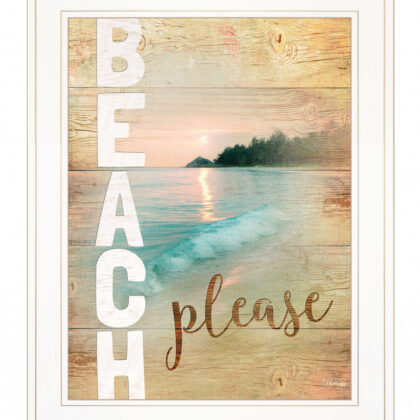 Beach Please 1 White Framed Print Wall Art