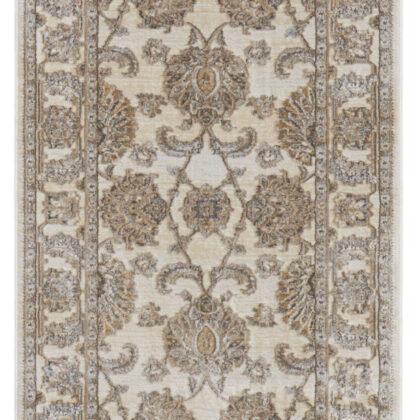 8' Brown and Ivory Oriental Power Loom Distressed Runner Rug