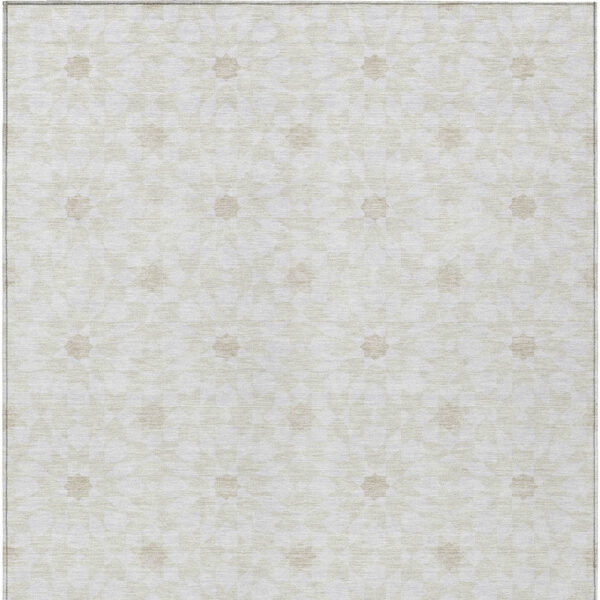 3' X 5' Ivory Beige And Taupe Floral Medallion Washable Indoor Outdoor Area Rug