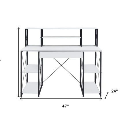 47" White and Black Computer Desk