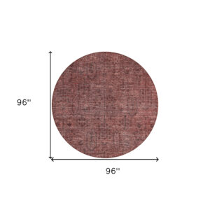 8' Orange And Copper Round Southwestern Washable Indoor Outdoor Area Rug