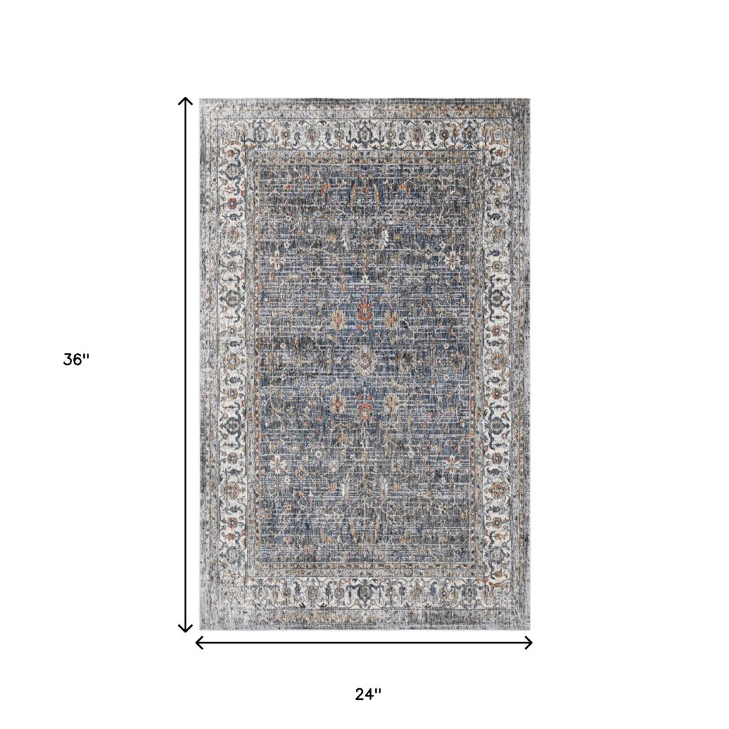 2' x 3' Gray and Brown Oriental Power Loom Area Rug