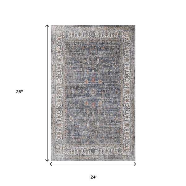 2' x 3' Gray and Brown Oriental Power Loom Area Rug