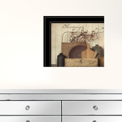 Set Of Two Country Kitchen Blessings Black Framed Print Wall Art