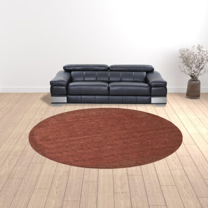 10' Orange And Red Round Wool Hand Woven Stain Resistant Area Rug