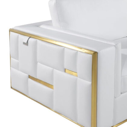 73" White And Silver Metallic Leather Loveseat
