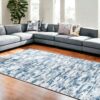 8' x 11' Navy Blue Abstract Washable Non Skid Area Rug