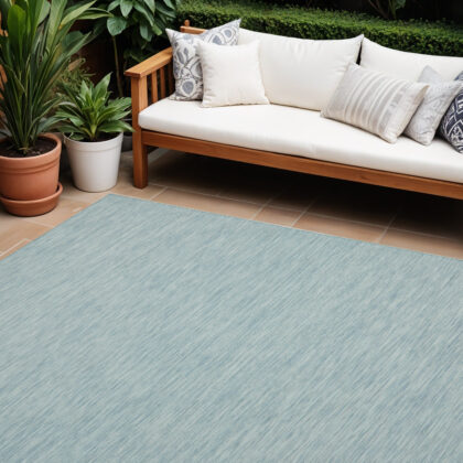 8' X 10' Aqua Indoor Outdoor Area Rug