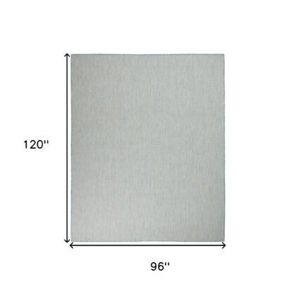 8' X 10' Aqua and Ivory Indoor Outdoor Area Rug