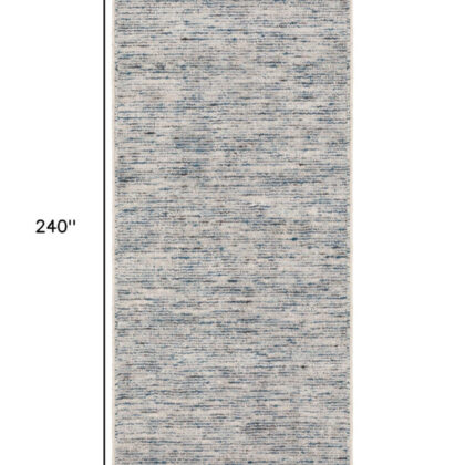 20' Blue and Ivory Wool Hand Loomed Runner Rug