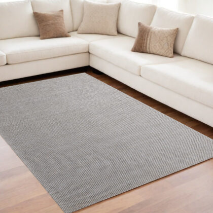 5' x 8' Beige Hand Woven Non Skid Area Rug