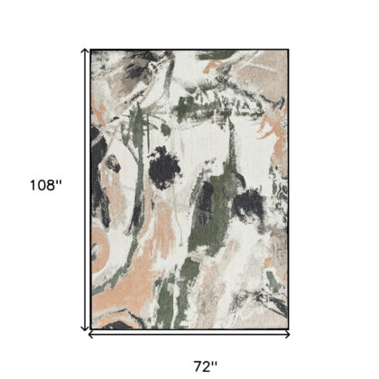 7' x 9' Gray and Orange Abstract Non Skid Area Rug