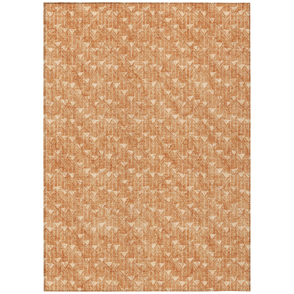 8' X 10' Bronze Geometric Washable Non Skid Indoor Outdoor Area Rug