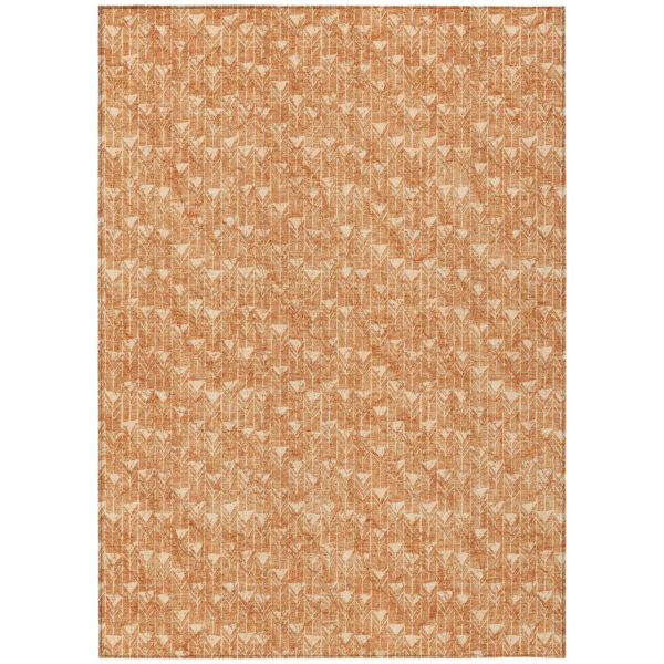 8' X 10' Bronze Geometric Washable Non Skid Indoor Outdoor Area Rug