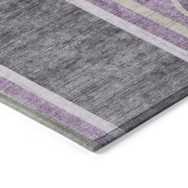 2' X 3' Purple and Black Abstract Washable Indoor Outdoor Area Rug