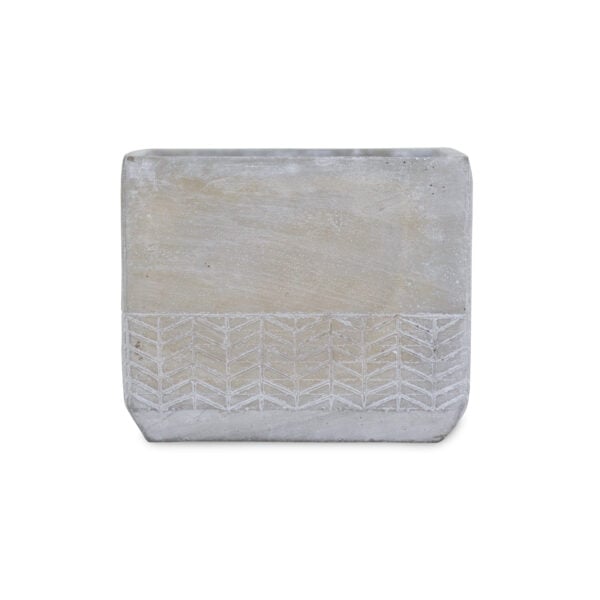 6" Light Gray Chevron Cement Indoor Outdoor Square Pot Planter