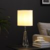 22" Silver Bedside Table Lamp With White Drum Shade