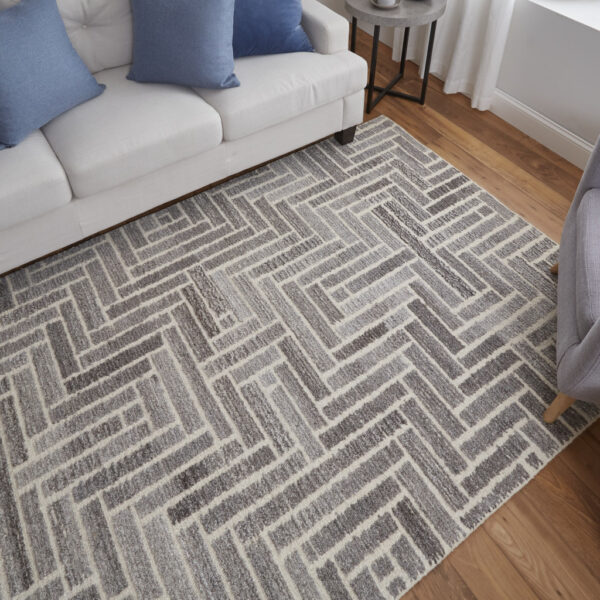 2' X 3' Taupe Gray And Tan Wool Geometric Tufted Handmade Area Rug