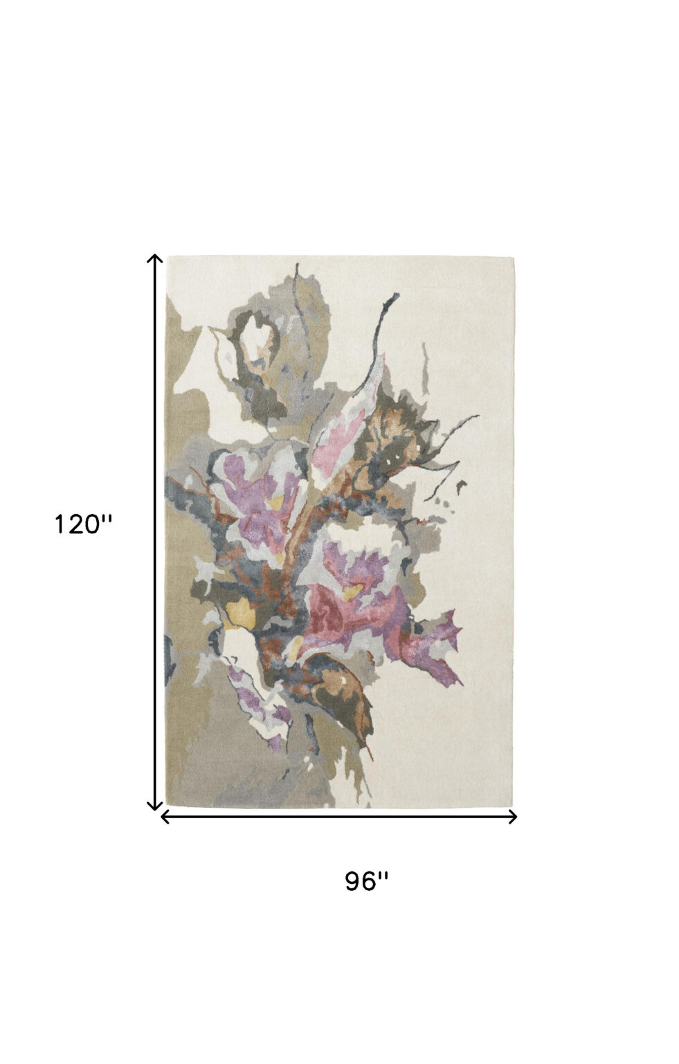 8' X 10' Purple Pink And Green Wool Floral Tufted Handmade Area Rug