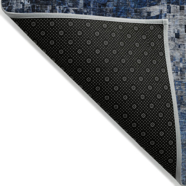 8' X 10' Navy Blue And Denim Blue Abstract Washable Indoor Outdoor Area Rug