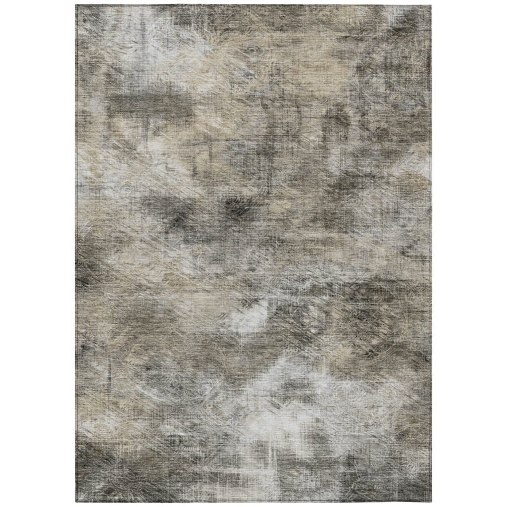 8' X 10' Beige Taupe And Gray Abstract Washable Indoor Outdoor Area Rug