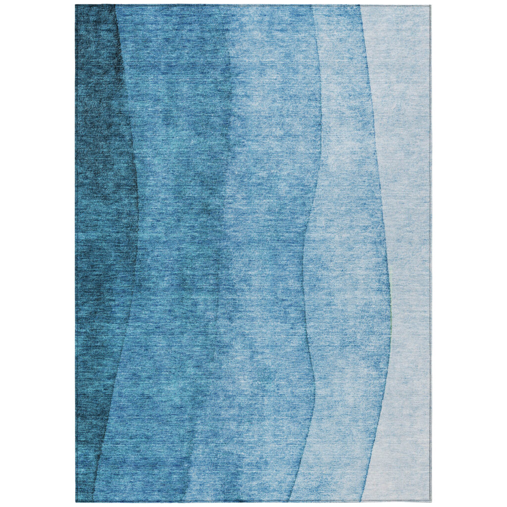 8' X 10' Teal Blue Aqua And Turquoise Ombre Washable Indoor Outdoor Area Rug