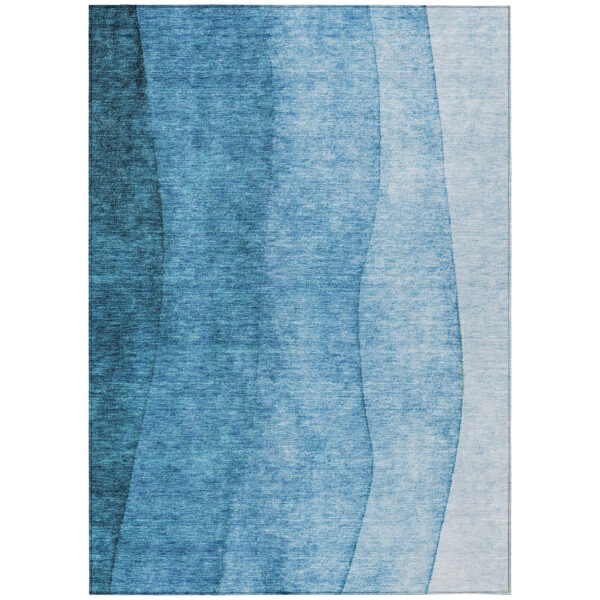 8' X 10' Teal Blue Aqua And Turquoise Ombre Washable Indoor Outdoor Area Rug