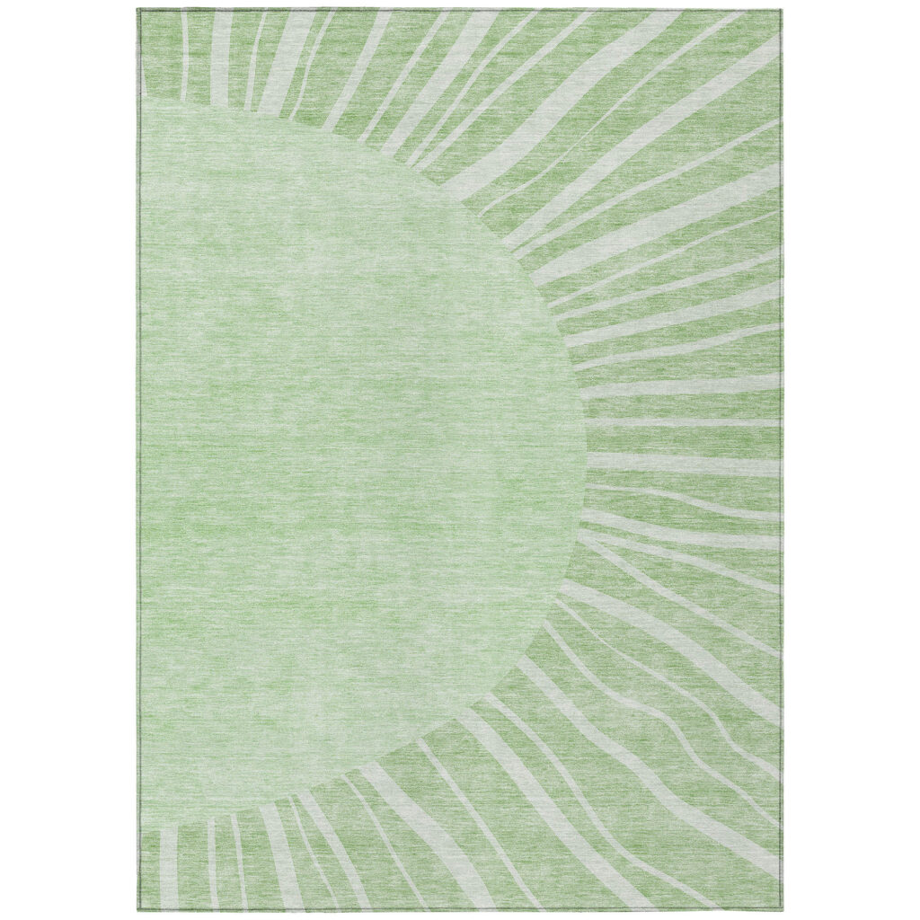9' X 12' Green And Mint Green Abstract Washable Indoor Outdoor Area Rug
