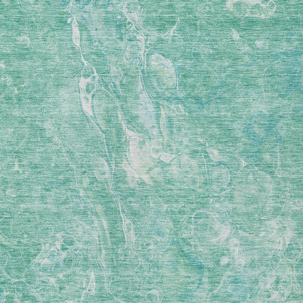 10' X 14' Teal Blue Aqua And Green Abstract Washable Indoor Outdoor Area Rug