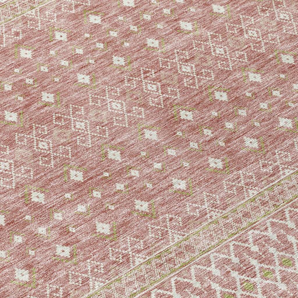 9' X 12' Blush Gold And Ivory Tribal Washable Indoor Outdoor Area Rug