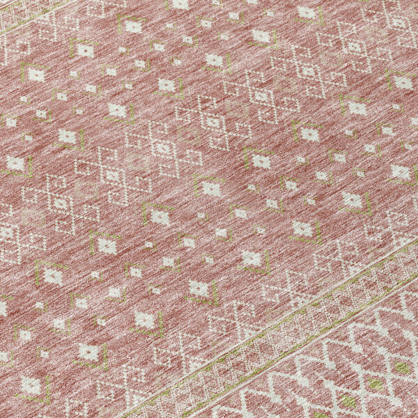 9' X 12' Blush Gold And Ivory Tribal Washable Indoor Outdoor Area Rug