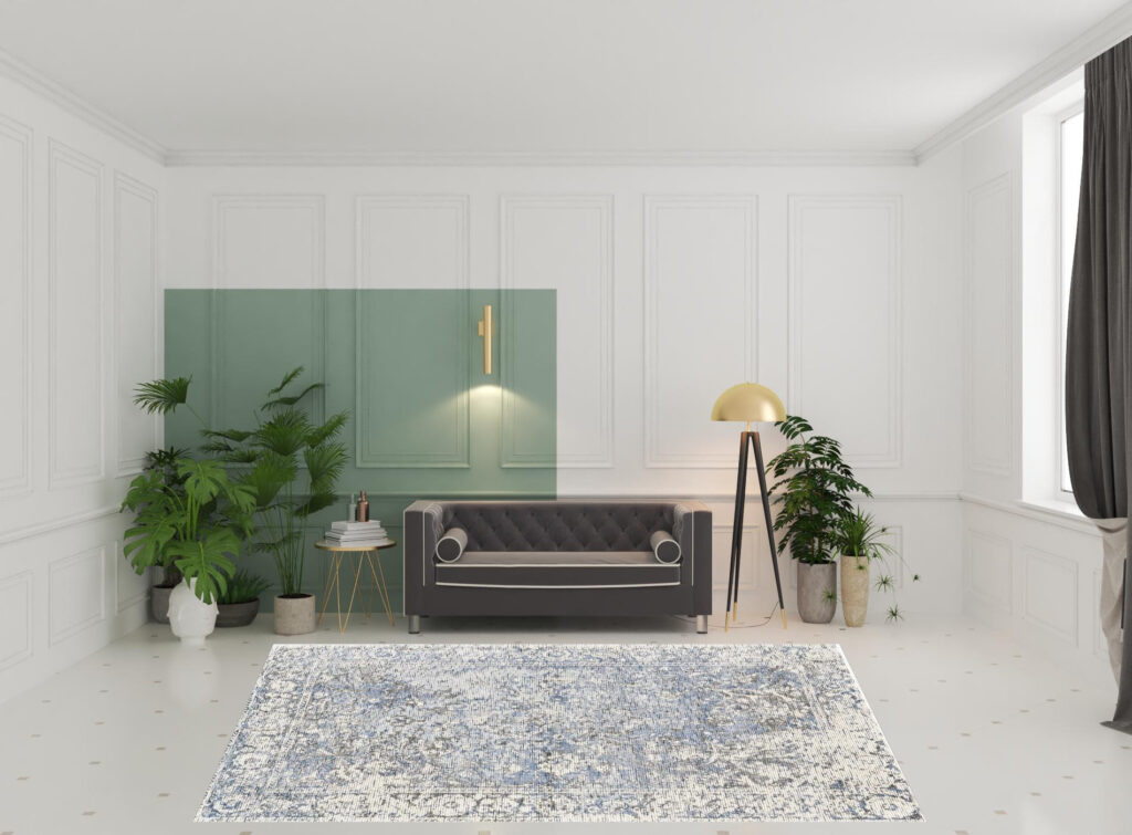 8' X 11' Blue Ivory And Gray Abstract Hand Woven Area Rug