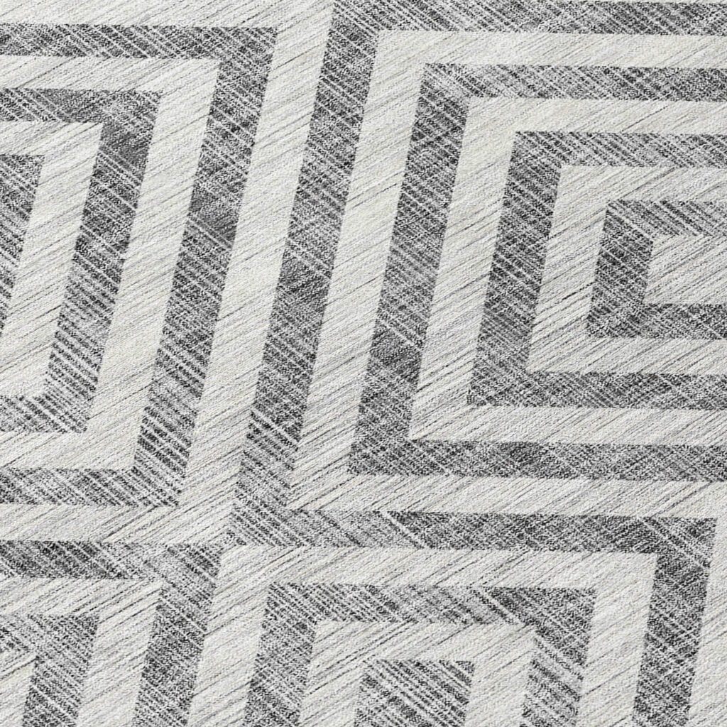 5' X 8' Gray Silver And Ivory Geometric Washable Indoor Outdoor Area Rug