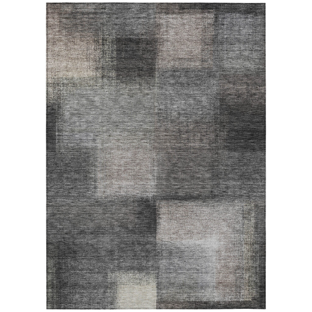 5' X 8' Charcoal Gray And Silver Abstract Washable Indoor Outdoor Area Rug