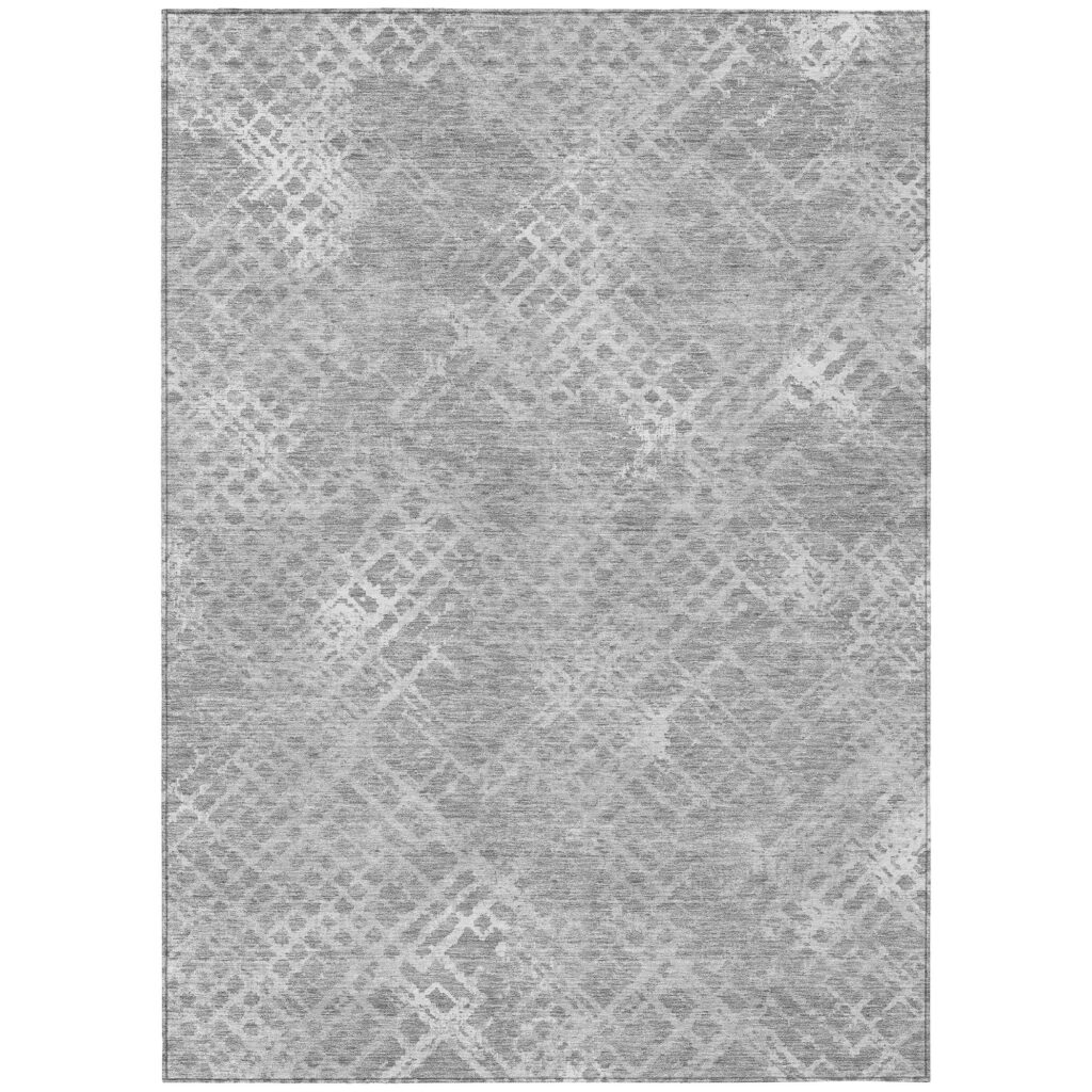 8' X 10' Gray And Silver Geometric Washable Indoor Outdoor Area Rug