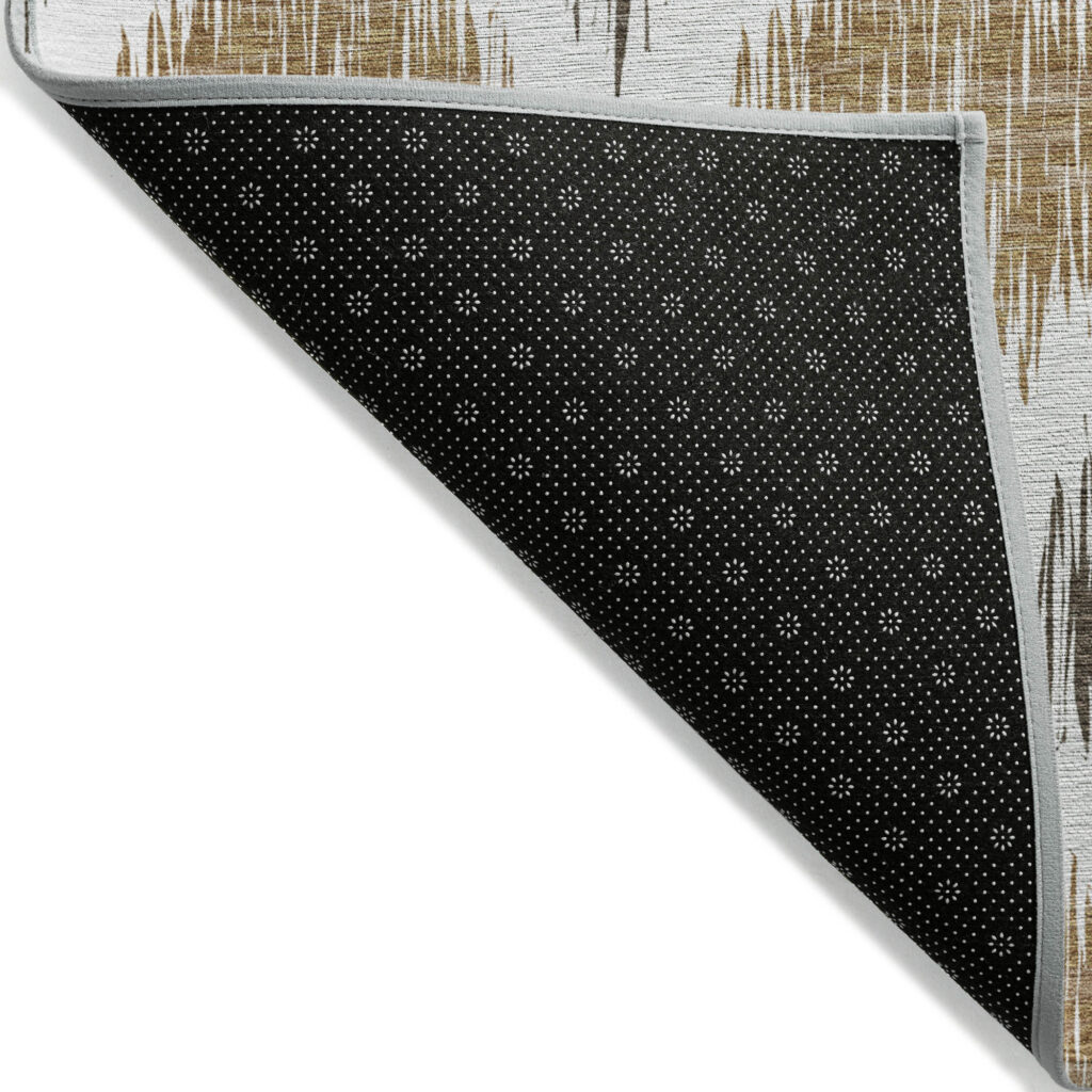 5' X 8' Chocolate And Ivory Ikat Washable Indoor Outdoor Area Rug