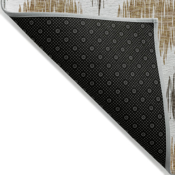 5' X 8' Chocolate And Ivory Ikat Washable Indoor Outdoor Area Rug
