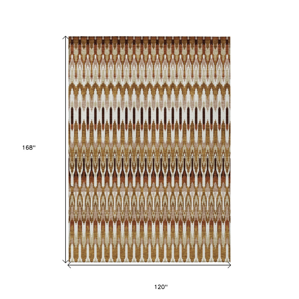 10' X 14' Terra Cotta Beige And Red Southwestern Washable Indoor Outdoor Area Rug