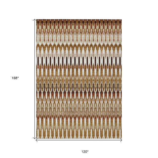 10' X 14' Terra Cotta Beige And Red Southwestern Washable Indoor Outdoor Area Rug